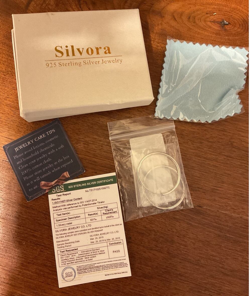 NWT Silvora .925 Silver Hoop Earrings Boxed Cleaning Cloth Hoop Earrings